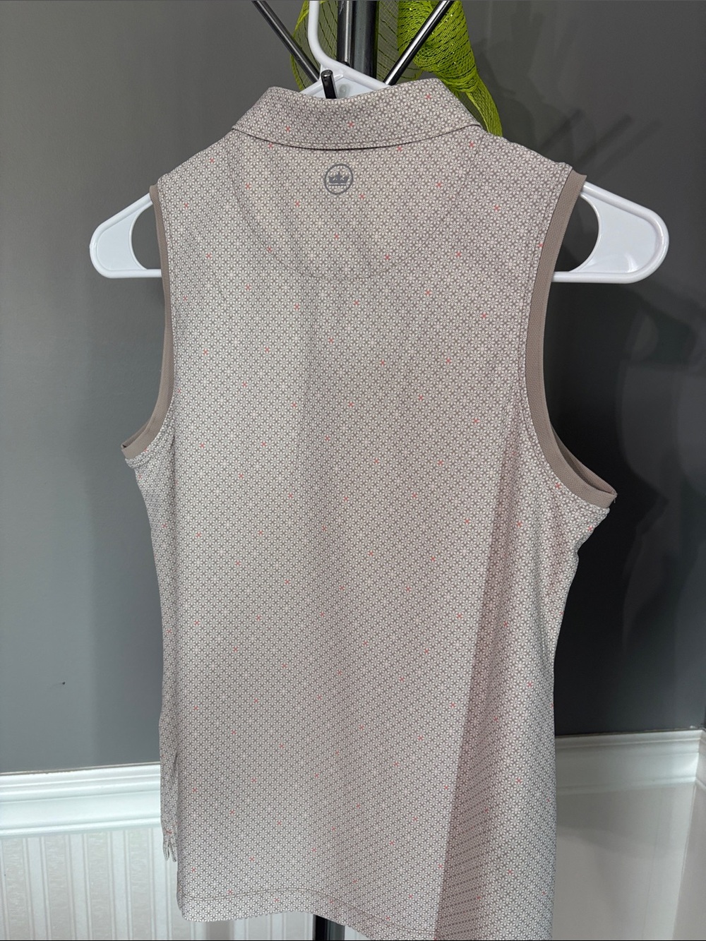 Peter Millar Sleeveless Polo Tank - Taupe Dot Pattern - Picture 4 of 4